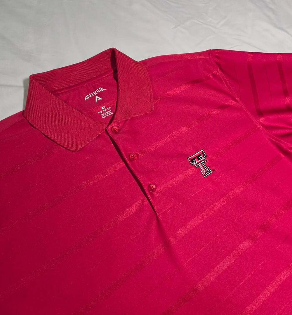 Antigua Texas Tech Red Raiders Polo Size M Red Striped Golf Shirt